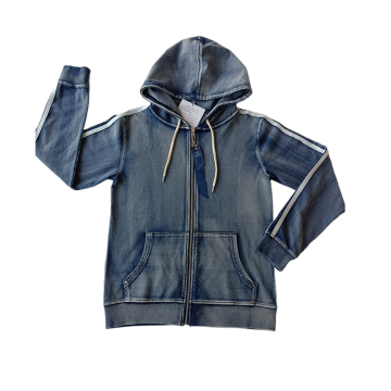 Factory Wholesale Gents Zip Up Hooded Plain Cotton Jacket Big Sizes Denim Jackets